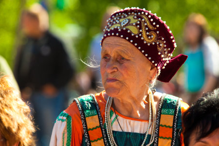 VINNICI, LENINGRAD REGION, RUSSIA - JUNE 10: Local people during celebrate the annual holiday Vepsian national culture Tree of Life (vepssk.Elo-pu), June 10, 2012 in the village Vinnici, Russia.のeditorial素材