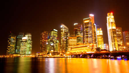 Singapore city skyline at nightの写真素材