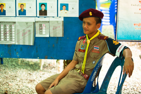 KO CHANG, THAILAND - NOVEMBER 18: Unidentified participate at local Ko Chang Elections, November 18, 2012 on Ko Chang island, Thailand. Elections their own district councils and Mayor, 4 years cycle.のeditorial素材