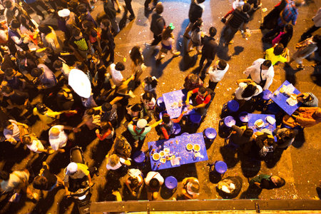 CHIANGMAI,THAILAND - DEC 31: People gathered in the city center on the countdown during the New Year celebrations, Dec 31, 2012 in Chiangmai, Thailand. Thai official calendar now is 2555 year.のeditorial素材