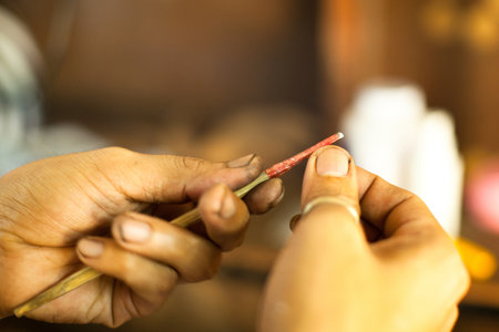 CHANG, THAILAND - DEC 24: Unidentified master prepare tools for traditional tattoo bamboo, Dec 24,...
