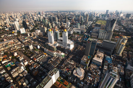 BANGKOK, THAILAND - APRIL 29. Panorama view over Bangkok on April 29, 2012 in Bangkok, Thailand. Bangkok is the biggest city in Thailand with 7,02 million inhabitants.のeditorial素材