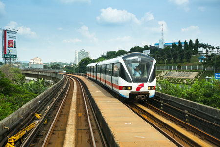 KUALA LUMPUR, MALAYSIA - APR 4: View of the city from Kelana Jaya Line on April 4, 2013 in Kuala Lumpur. Today KJL carries over 190,000 passengers a day and over 350,000 a day during national events.のeditorial素材