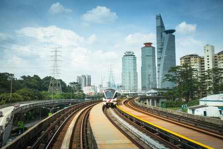 KUALA LUMPUR, MALAYSIA - APR 4: View of the city from Kelana Jaya Line on April 4, 2013 in Kuala Lumpur. Today KJL carries over 190,000 passengers a day and over 350,000 a day during national events.のeditorial素材
