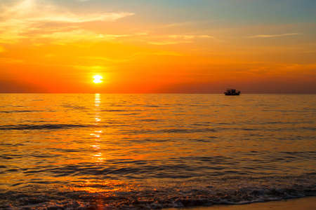Beautiful sunset and sea beach in Thailand.の写真素材