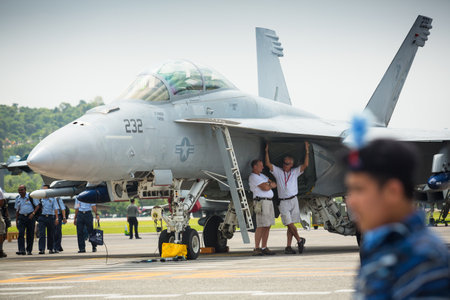 LANGKAWI, MALAYSIA - MAR 26: Su-30MKM (Sukhoi, NATO reporting name: Flanker-C) performing during on LIMA13 Langkawi International Maritime & Aerospace Exhibition on Mar 26, 2013 in Langkawi, Malaysia.のeditorial素材