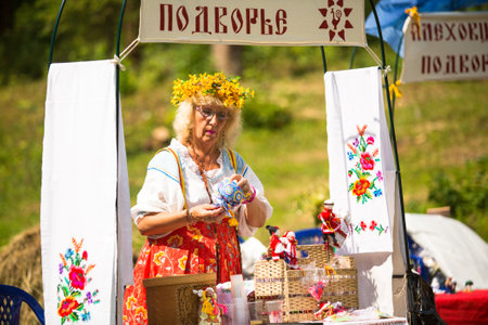 TERVENICHI, RUSSIA - JUL 7: Local people celebrated Ivan Kupala Day, Jul 7, 2013, Tervenichi, Russia. The celebration relates to the summer solstice and includes a number of fascinating Pagan rituals.のeditorial素材