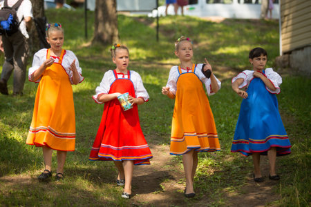 TERVENICHI, RUSSIA - JULY 7: Unidentified children during Ivan Kupala Day, July 7, 2013, Tervenichi,...
