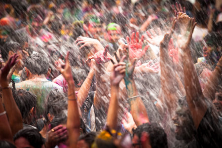 KUALA LUMPUR, MALAYSIA - MAR 31: People celebrated Holi Festival of Colors, Mar 31, 2013 in Kuala Lumpur, Malaysia. Holi, marks the arrival of spring, being one of the biggest festivals in Asia.のeditorial素材