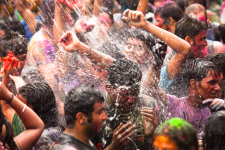 KUALA LUMPUR, MALAYSIA - MAR 31: People celebrated Holi Festival of Colors, Mar 31, 2013 in Kuala Lumpur, Malaysia. Holi, marks the arrival of spring, being one of the biggest festivals in Asia.のeditorial素材