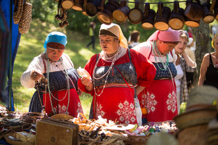 TERVENICHI, RUSSIA - JUL 7: Local people celebrated Ivan Kupala Day, Jul 7, 2013, Tervenichi, Russia. The celebration relates to the summer solstice and includes a number of fascinating Pagan rituals.のeditorial素材