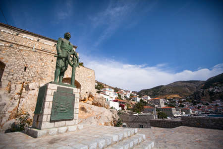 Street scene on Hydra Island in Greece