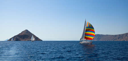 Cruise sailing of luxury yachts. 
