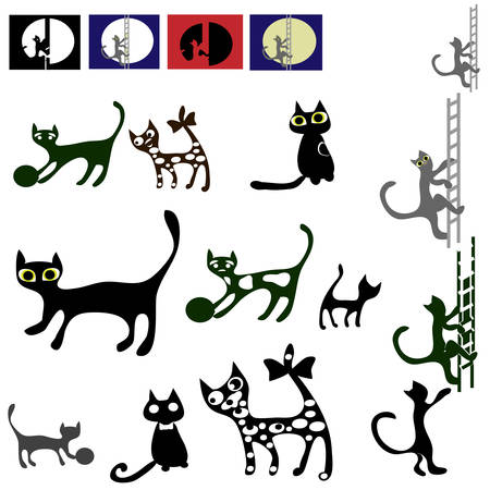 Cats vector silhouette set.のイラスト素材