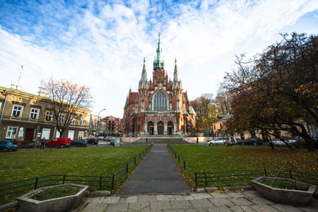 KRAKOW, POLAND - OCT 19: Church Joseph - a historic Roman Catholic church in south-central part of Krakow, Oct 19, 2013 in Krakow, Poland. Was built 1905-1909 y and designed by Jana Sas-Zubrzyckiego.のeditorial素材