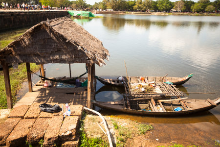 SIEM REAP, CAMBODIA - DEC 13: Angkor Wat - is the largest Hindu temple complex and religious monument in the world, Dec 13, 2012 Siem Reap, Cambodia. It is the country's prime attraction for visitors.のeditorial素材