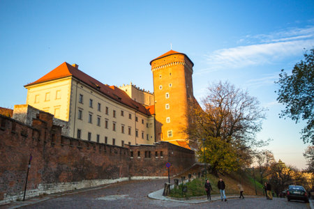 KRAKOW, POLAND - OCT 19: On territory of Royal palace in Wawel, Oct 19, 2013 in Krakow, Poland. The monument to the history of the Decree of the President Lech Walesa on September 8, 1994.のeditorial素材