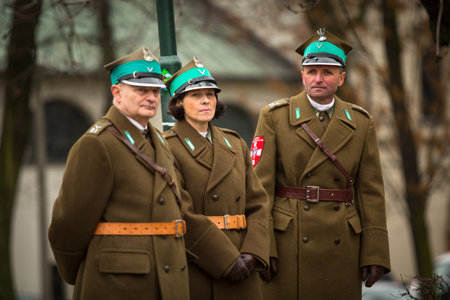 KRAKOW, POLAND - NOV 11: Unidentified participants celebrating National Independence Day an Republic...