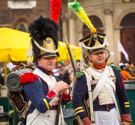 KRAKOW, POLAND - NOV 11: Unidentified participants celebrating National Independence Day an Republic of Poland, Nov 11, 2013 in Krakow, Poland. Is a public holiday, celebrated every year from 1918.のeditorial素材