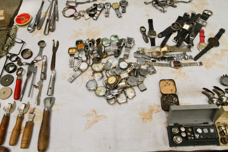 TBILISI, GEORGIA - JUL 17: Various things are sold on Dry Bridge market, Jul 17, 2011 in Tbilisi, Georgia. Dry bridge built in 1881 by Giovanni Skudieri, today is most famous flea market in Georgia.のeditorial素材