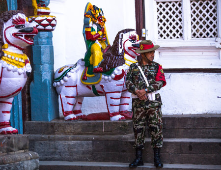 KATHMANDU, NEPAL - DEC 2: Unidentified guard of King Tribhuwan Memorial Museum, Dec 2, 2013 in Kathmandu, Nepal.
のeditorial素材