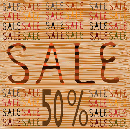 Banner with 50% SALE text tree texture illustration. のイラスト素材