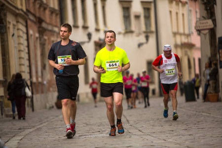 KRAKOW, POLAND - MAR 23, 2014: Unidentified participants during the annual Krakow  international...
