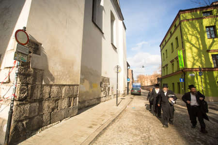 KRAKOW, POLAND - FEB 17, 2014: One of the streets in historical center of Krakow. This year the city...
