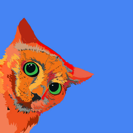 Ð¡at, card with space for text, vector illustration.のイラスト素材