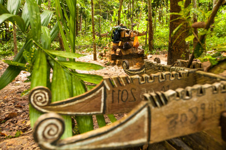BERDUT, MALAYSIA - APR 8: Cemetery in village Orang Asli in his village on Apr 8, 2013 in Berdut, Malaysia. More than 76% of all Orang Asli live below the poverty line, life expectancy - 53 years old.のeditorial素材