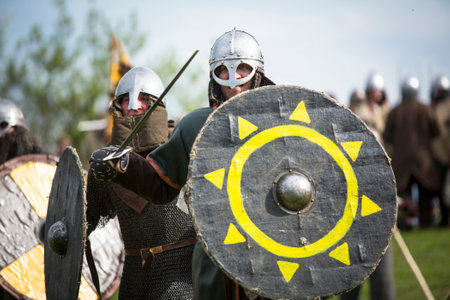 KRAKOW, POLAND - APR 22, 2014: Unidentified participants of Rekawka - Polish tradition, celebrated in Krakow on Tuesday after Easter. Currently has the character of festival historical reconstruction.のeditorial素材