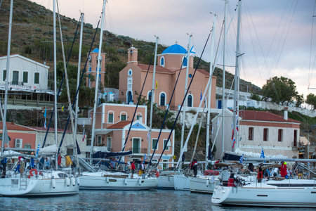 KEA, GREECE - APR 28, 2014: Marina of Kea, is a Greek island in the Cyclades archipelago in the Aegean Sea, the population 2,455 people. Convenient destination for weekends and yachting trips.のeditorial素材