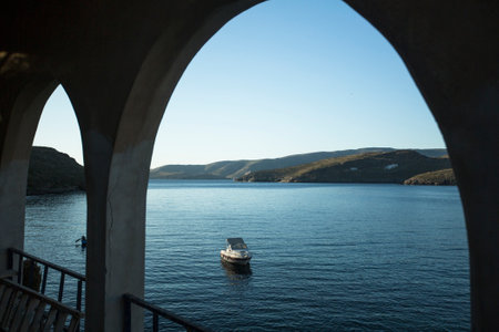 KYTHNOS, GREECE - APR 30, 2014: Marina of Kythnos, is a Greek island 100 km2 in area and has a coastline of about 100 km. It has more than 70 beaches, many of which are still inaccessible by road. のeditorial素材