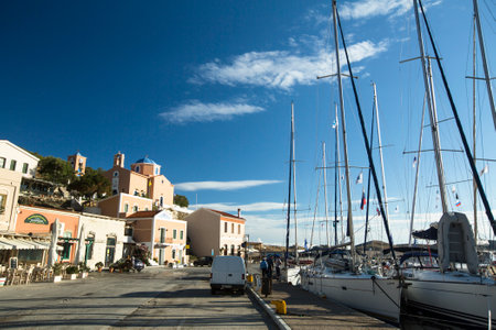 KEA, GREECE - APR 28, 2014: Marina of Kea, is a Greek island in the Cyclades archipelago in the Aegean Sea - convenient destination for weekends and yachting trips. The population 2,455 people.のeditorial素材