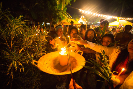 KOH CHANG, THAILAND - FEBRARY 25: Unidentified local people during the celebration Buddhist festival...