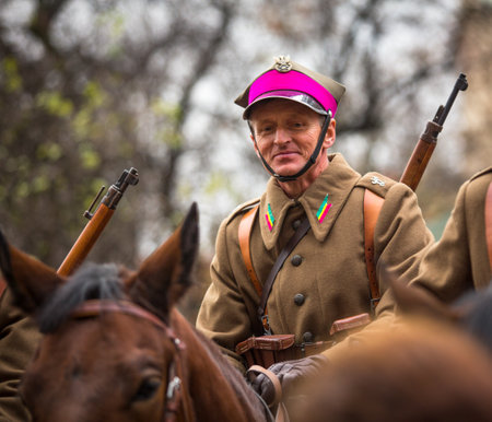 KRAKOW, POLAND - NOV 11: Unidentified participants celebrating National Independence Day an Republic of Poland, Nov 11, 2013 in Krakow, Poland. Is a public holiday, celebrated every year from 1918.のeditorial素材