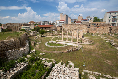 ATHENS, GREECE - MAY 10, 2014: Ruins in Athens in center of city. Tourism is a decisive sector of hope for Greek economy - In the year Greece receives about 18 million tourists.のeditorial素材
