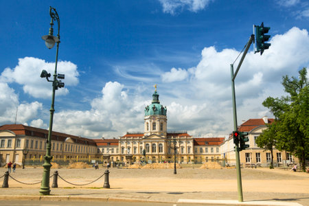 BERLIN, GERMANY - MAY 24, 2014: View of Charlottenburg Palace, is the largest surviving royal palace in Berlin. The main entrance to the castle has a 48-meter dome, topped by a gilded statue of Fortune.のeditorial素材