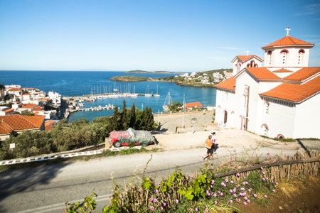 ANDROS, GREECE - APR 29, 2014: Marina of Andros, is the northernmost island of the Greek Cyclades...