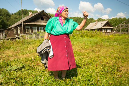 SOGINITSY, RUSSIA - JULY 25, 2014: Unidentified participants during folk festival Ivan-Tea (lat. Chamaenerion) from ecovillage Grishino.のeditorial素材