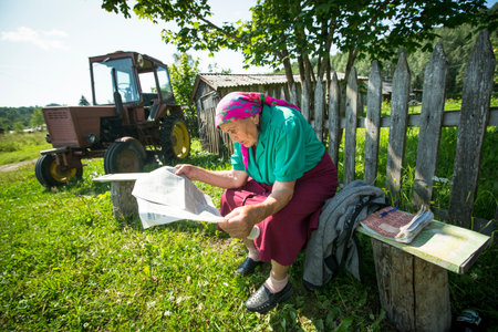 SOGINITSY, RUSSIA - JULY 25, 2014: Unidentified participants during folk festival Ivan-Tea (lat. Chamaenerion) from ecovillage Grishino.のeditorial素材