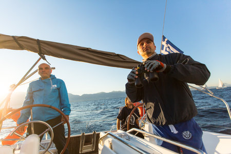 PATRAS - ZAKYNTHOS, GREECE - OCT 2, 2014: Unidentified sailors participate in sailing regatta 12th...