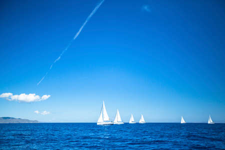 Sailboats participate in sailing regatta. Yachting.の写真素材