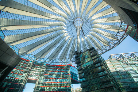 BERLIN, GERMANY - NOV 17, 2014: The Sony Center on Potsdamer Platz. Sony Center located at the Potsdamer Platz is a Sony-sponsored building complex, opened in 2000 year.のeditorial素材