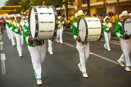 BANGKOK, THAILAND - DEC 5, 2014: Unidentified participants in the celebration of the 87th birthday of Thailand King Bhumibol Adulyadej, is also known as Rama IX, ninth monarch of the Chakri Dynasty.のeditorial素材