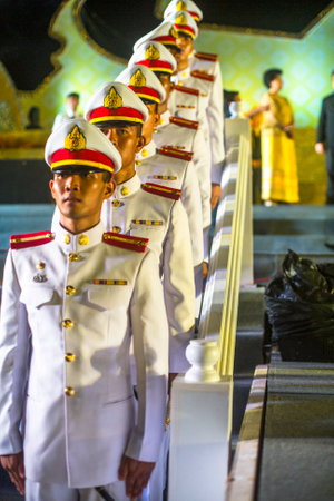 BANGKOK, THAILAND - DEC 5, 2014: Unidentified participants in the celebration of the 87th birthday of Thailand King Bhumibol Adulyadej, is also known as Rama IX, ninth monarch of the Chakri Dynasty.のeditorial素材