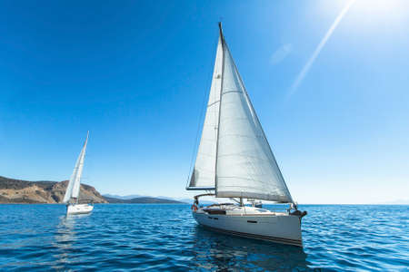 Sailing. Luxury yachts. Boats in sailing regatta.