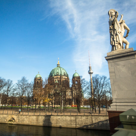 BERLIN, GERMANY - NOV 17, 2014: View of the Berlin Cathedral  (Berliner Dom) is the largest Evangelical Church in Germany. Cathedral was built in 1894-1905 by project Julius Raschdorff.のeditorial素材
