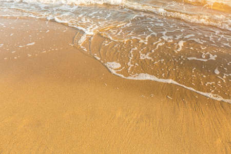 Soft wave on the beach and texture golden sea of sand.の写真素材