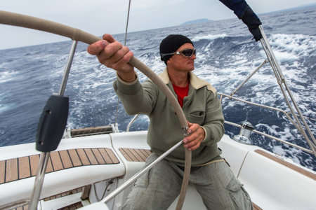 PYLOS, GREECE - CIRCA OCT, 2014: Unidentified sailors participate in sailing regatta 12th Ellada...